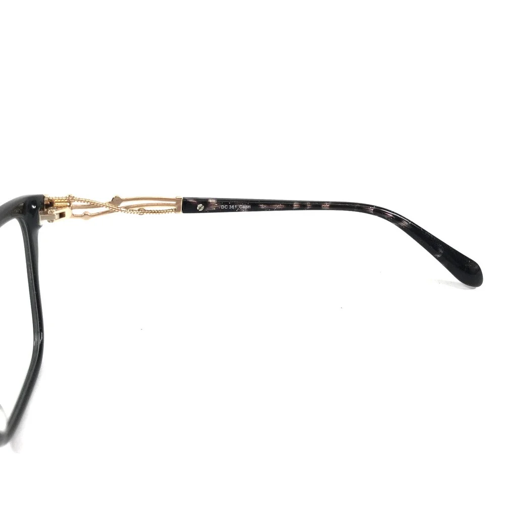 Dicaprio Eyeglasses Frames DC 361 Capri Black Gold Cat Eye Crystals 54-16-140